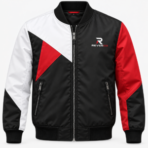 Men’s Black White & Red Colour Block Bomber Jacket
