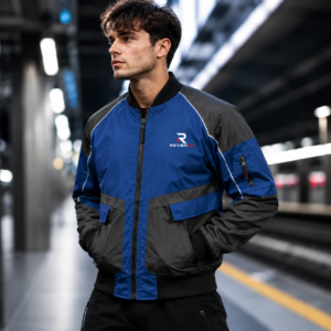 Men’s Blue & Charcoal Bomber Jacket