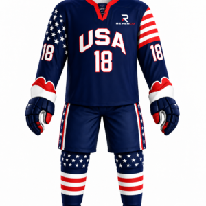 Men’s Navy Blue USA Ice Hockey Uniform Set
