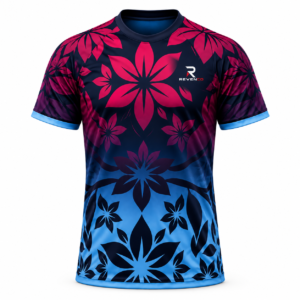Men’s Navy Blue & Magenta Floral Rugby Jersey