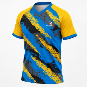 Men’s Blue & Yellow Graphic Rugby Jersey