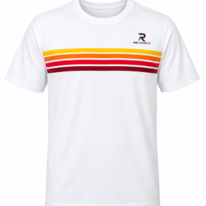 Men’s White Retro Stripe Streetwear T-Shirt