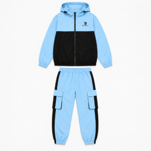 Men’s Light Blue & Black Hooded Tracksuit Set