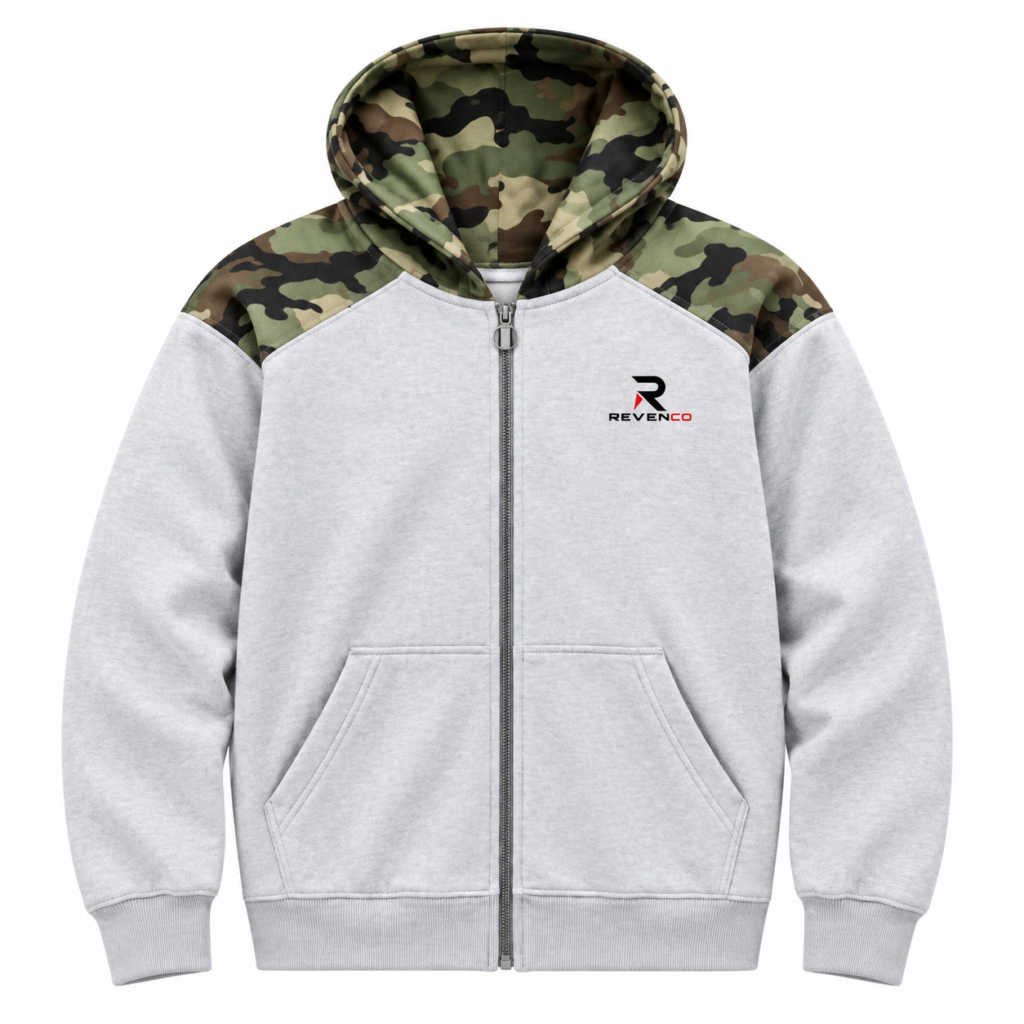 Men’s Grey Camo Zip Hoodie